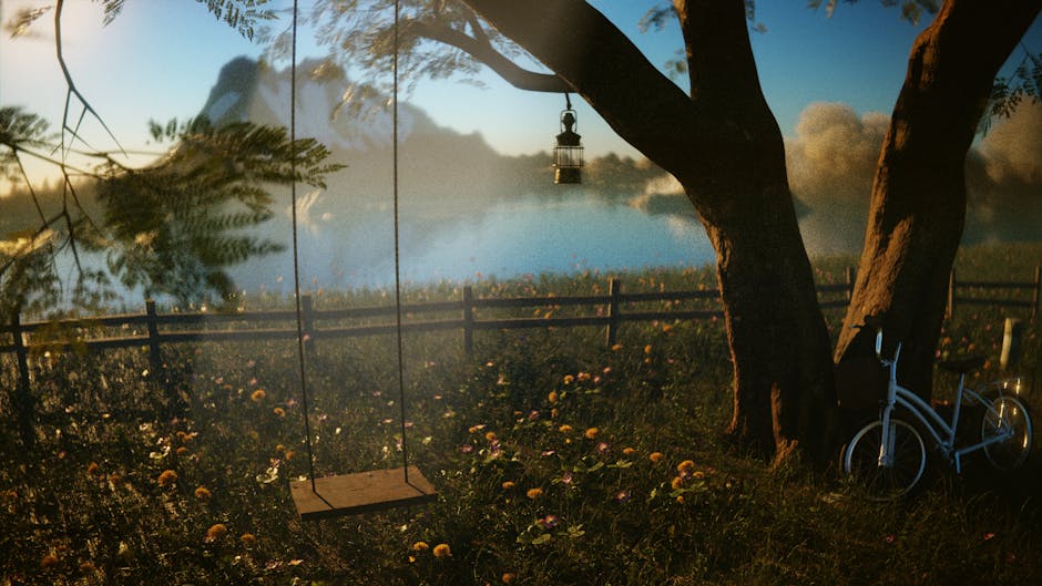 Nature inspired learning environment with swing and lake