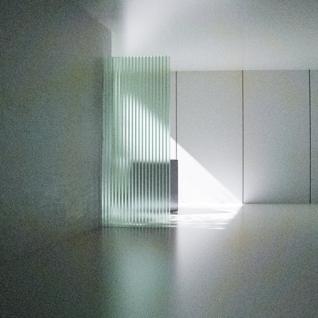 Modern glass partition with light ray